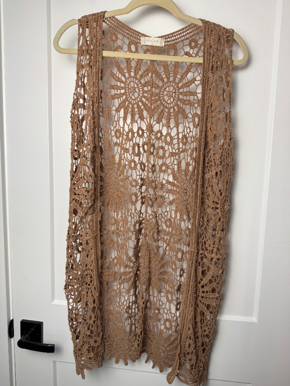 Altar'd State long crochet sleeveless cardigan